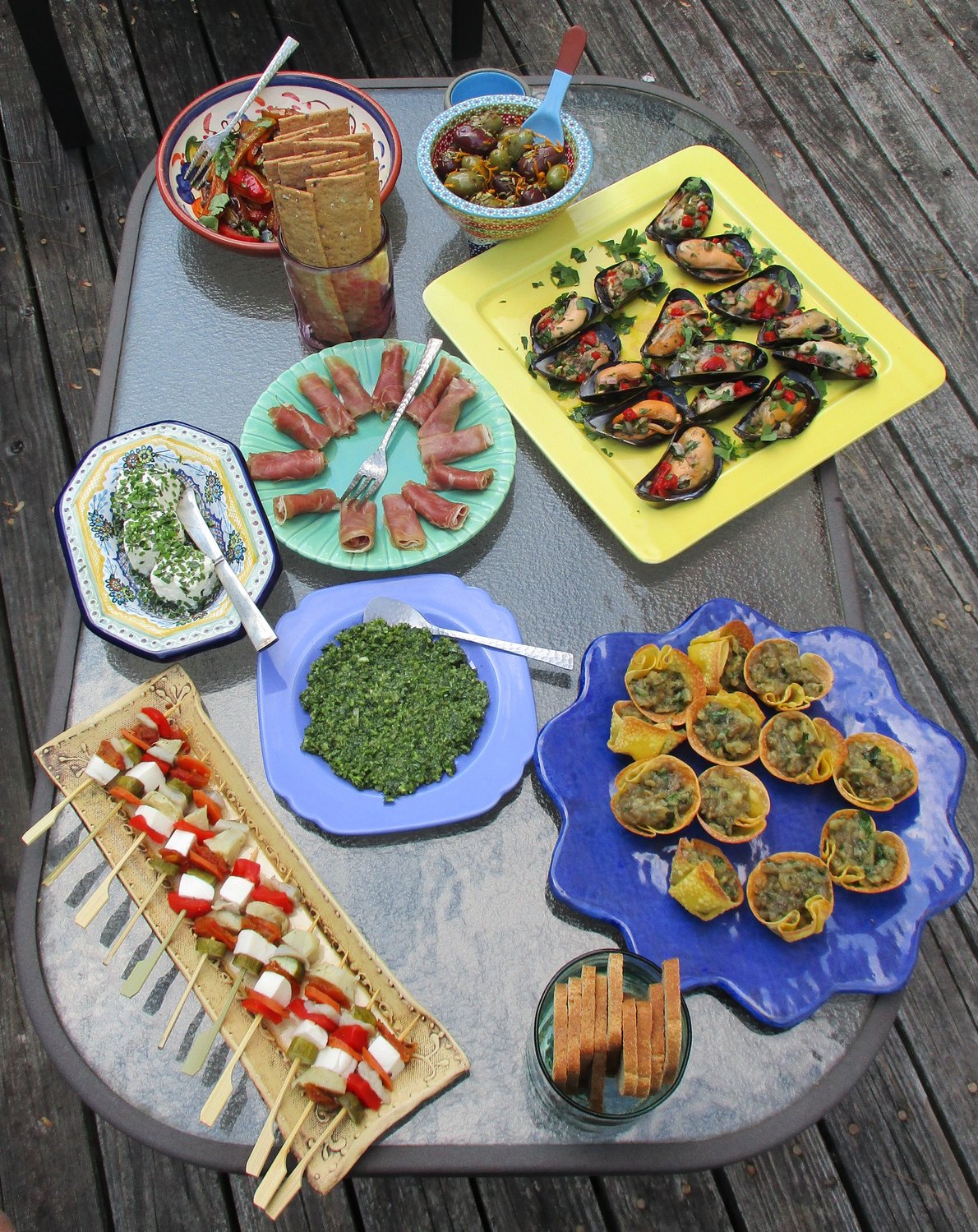 A display of tapas dishes.